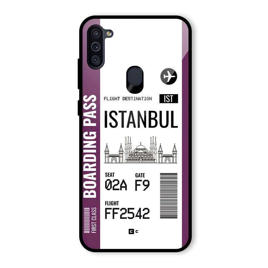 Istanbul Boarding Pass Glass Back Case for Galaxy M11