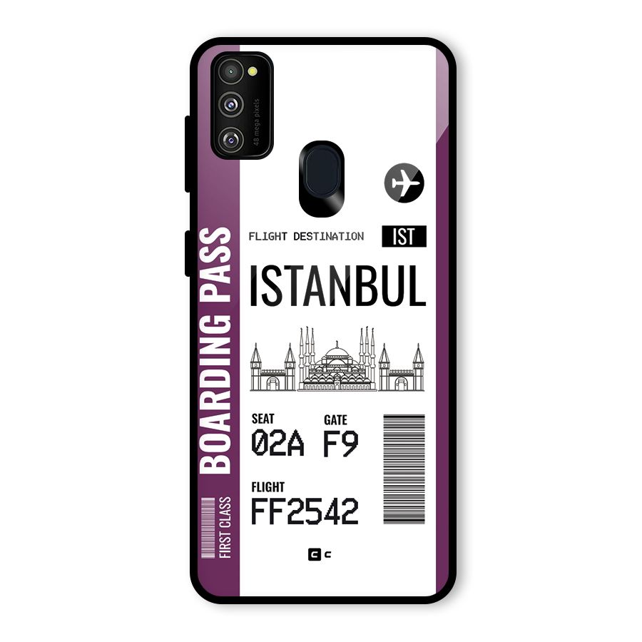 Istanbul Boarding Pass Glass Back Case for Galaxy M30s