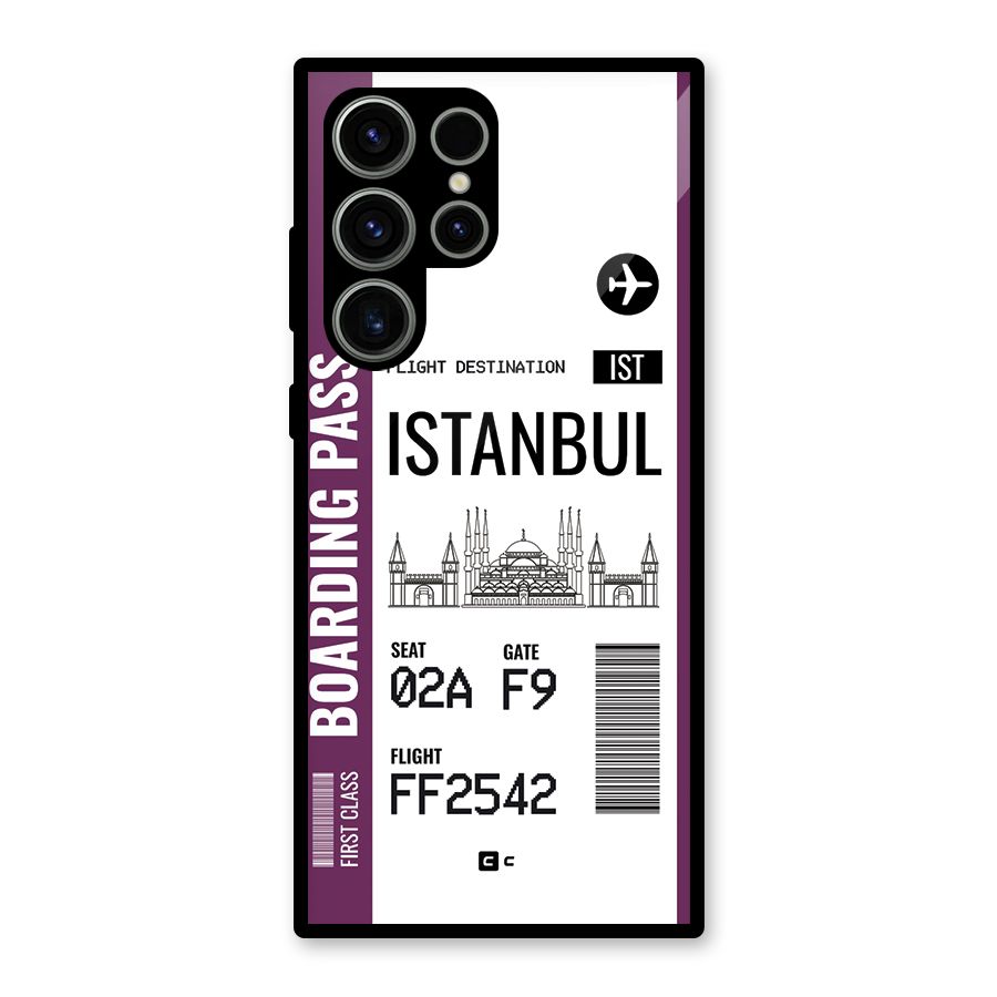 Istanbul Boarding Pass Glass Back Case for Galaxy S23 Ultra