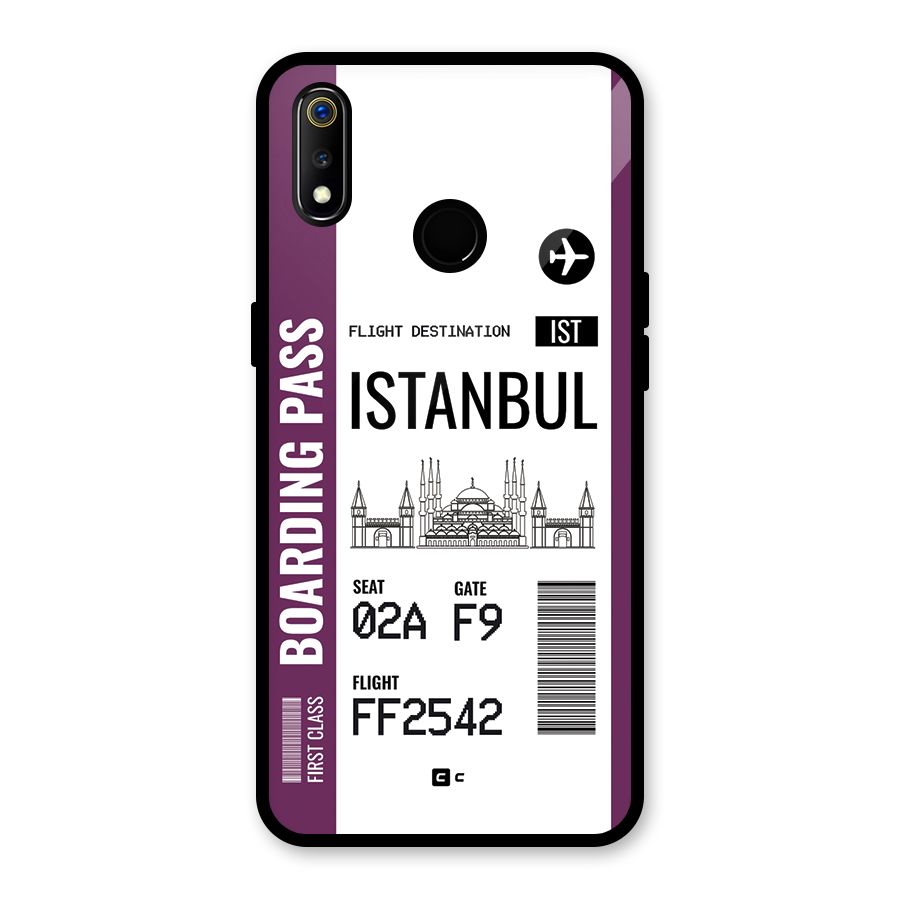Istanbul Boarding Pass Glass Back Case for Realme 3i
