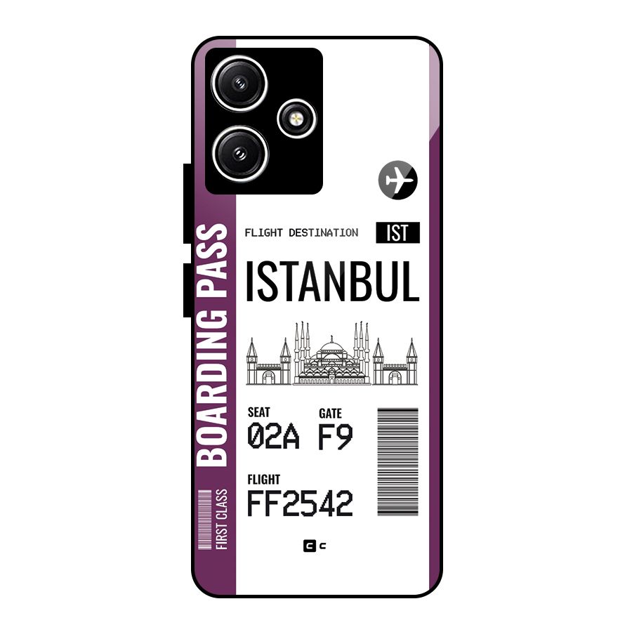 Istanbul Boarding Pass Glass Back Case for Redmi 12 5G
