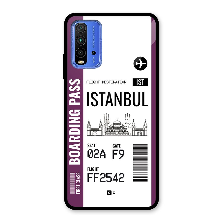 Istanbul Boarding Pass Glass Back Case for Redmi 9 Power