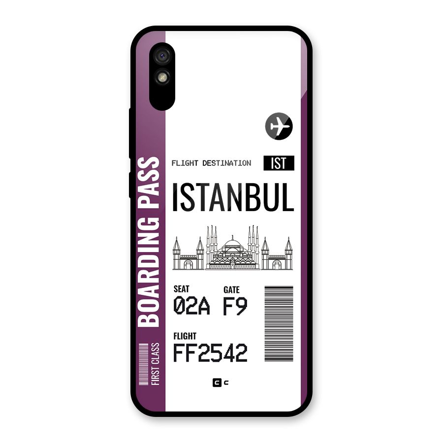 Istanbul Boarding Pass Glass Back Case for Redmi 9i