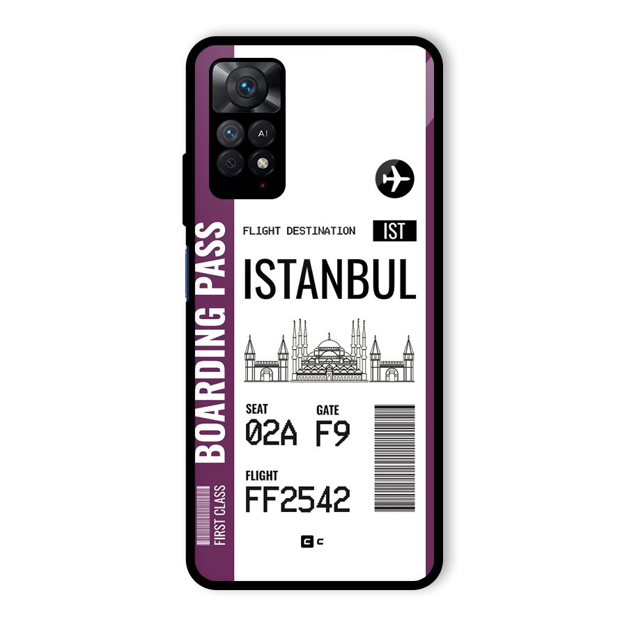 Istanbul Boarding Pass Glass Back Case for Redmi Note 11 Pro