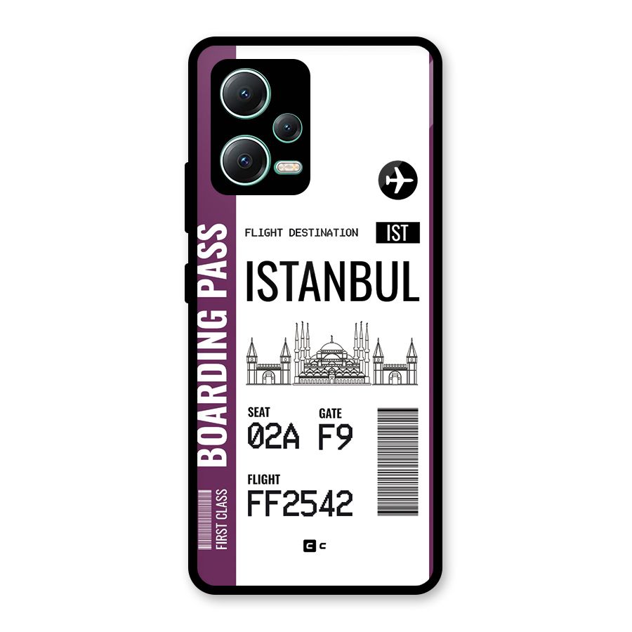Istanbul Boarding Pass Glass Back Case for Redmi Note 12 5G