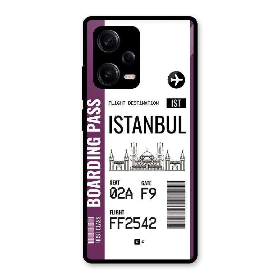 Istanbul Boarding Pass Glass Back Case for Redmi Note 12 Pro
