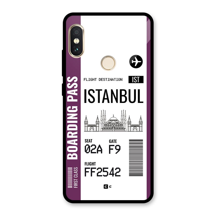 Istanbul Boarding Pass Glass Back Case for Redmi Note 5 Pro