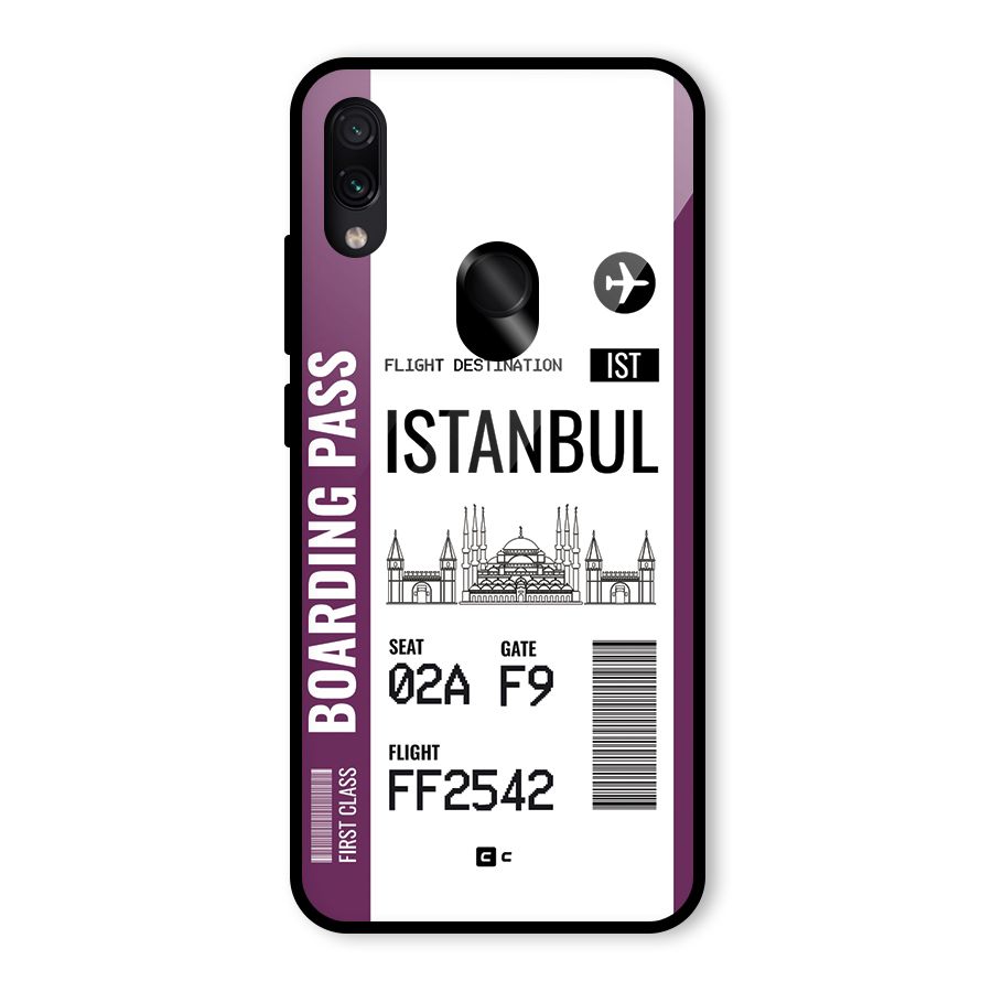 Istanbul Boarding Pass Glass Back Case for Redmi Note 7 Pro