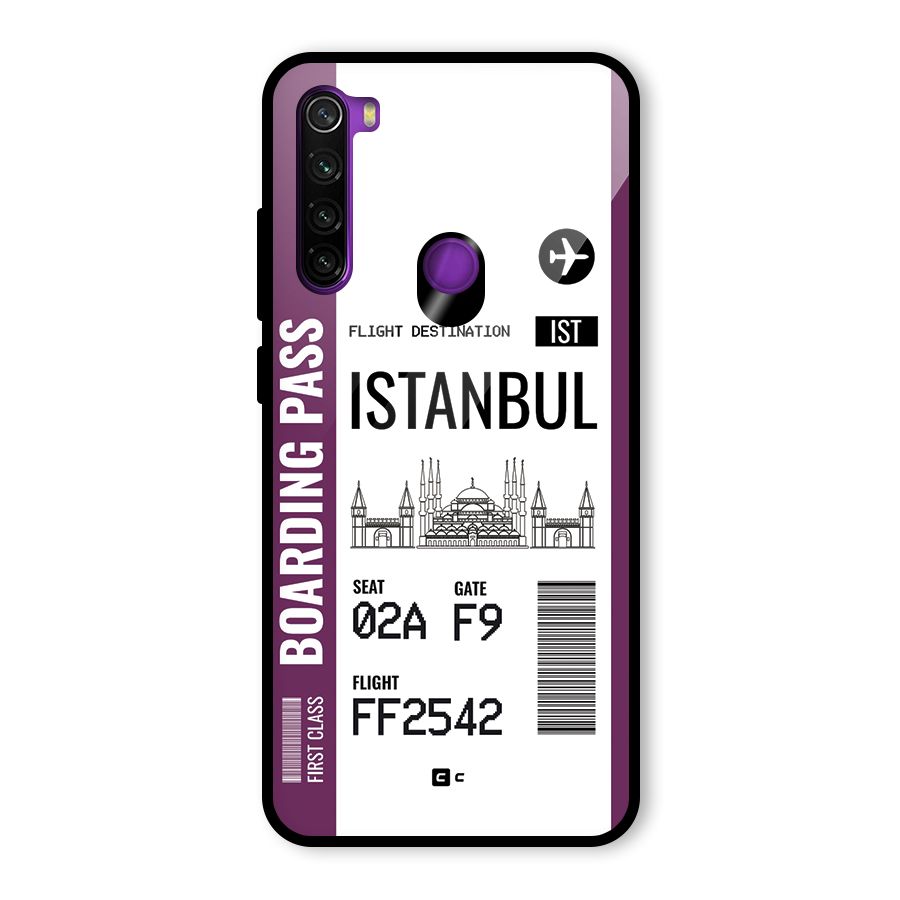 Istanbul Boarding Pass Glass Back Case for Redmi Note 8