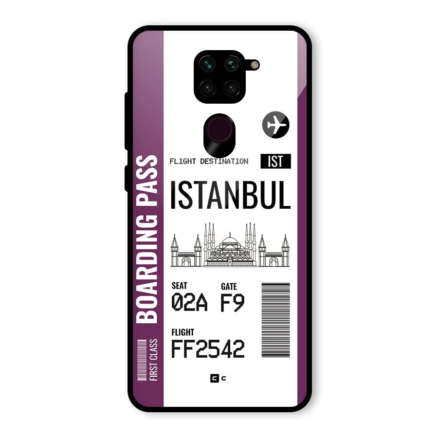 Istanbul Boarding Pass Glass Back Case for Redmi Note 9