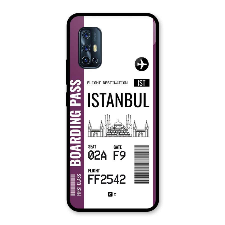 Istanbul Boarding Pass Glass Back Case for Vivo V17