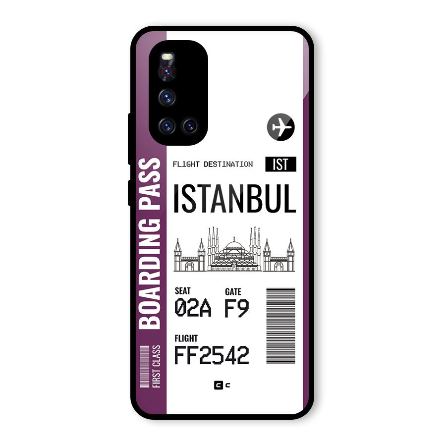 Istanbul Boarding Pass Glass Back Case for Vivo V19