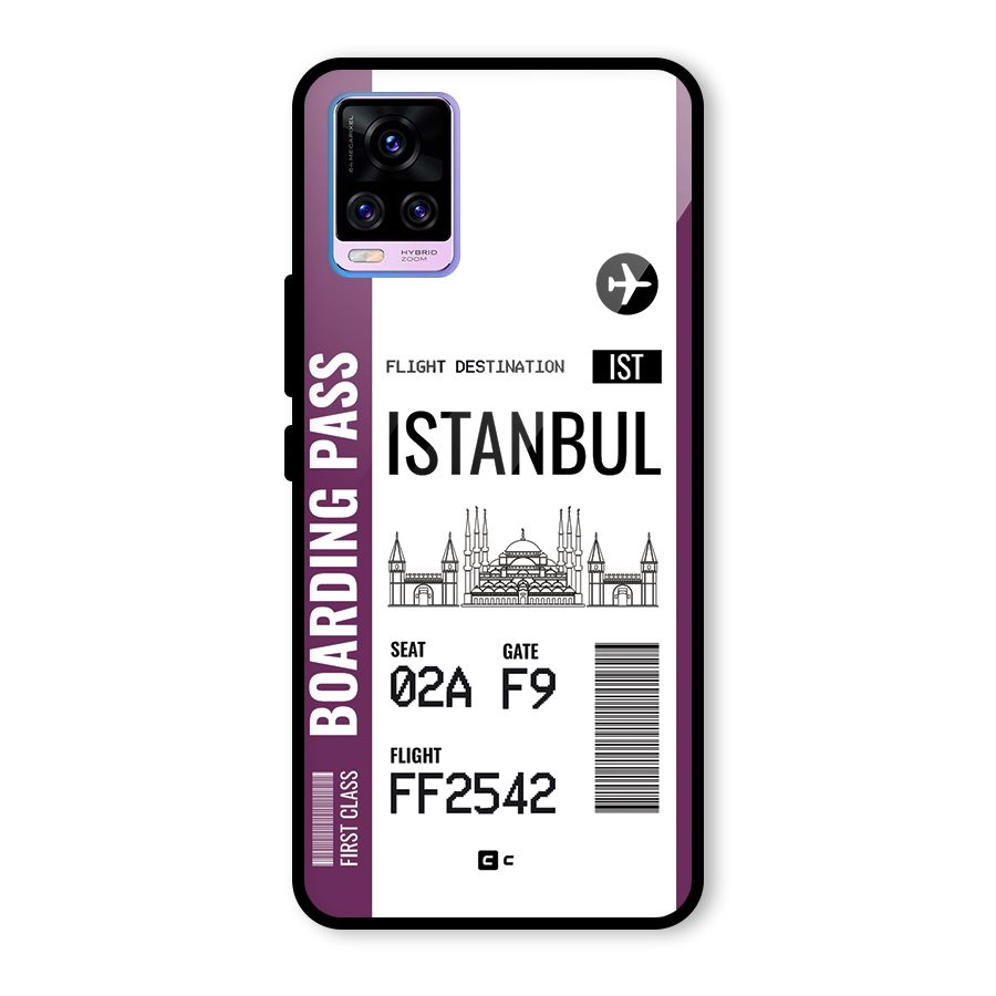 Istanbul Boarding Pass Glass Back Case for Vivo V20 Pro