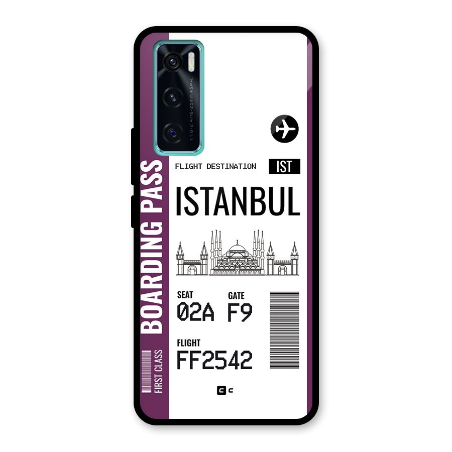 Istanbul Boarding Pass Glass Back Case for Vivo V20 SE