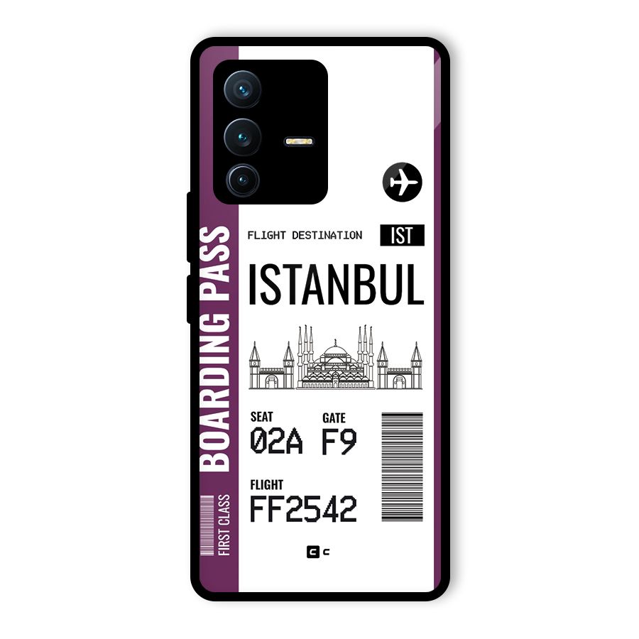 Istanbul Boarding Pass Glass Back Case for Vivo V23 Pro