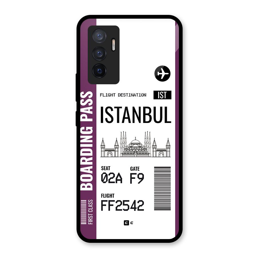 Istanbul Boarding Pass Glass Back Case for Vivo V23e