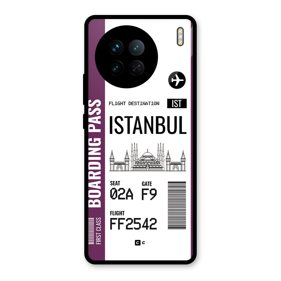 Istanbul Boarding Pass Glass Back Case for Vivo X90