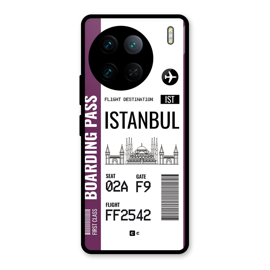 Istanbul Boarding Pass Glass Back Case for Vivo X90 Pro