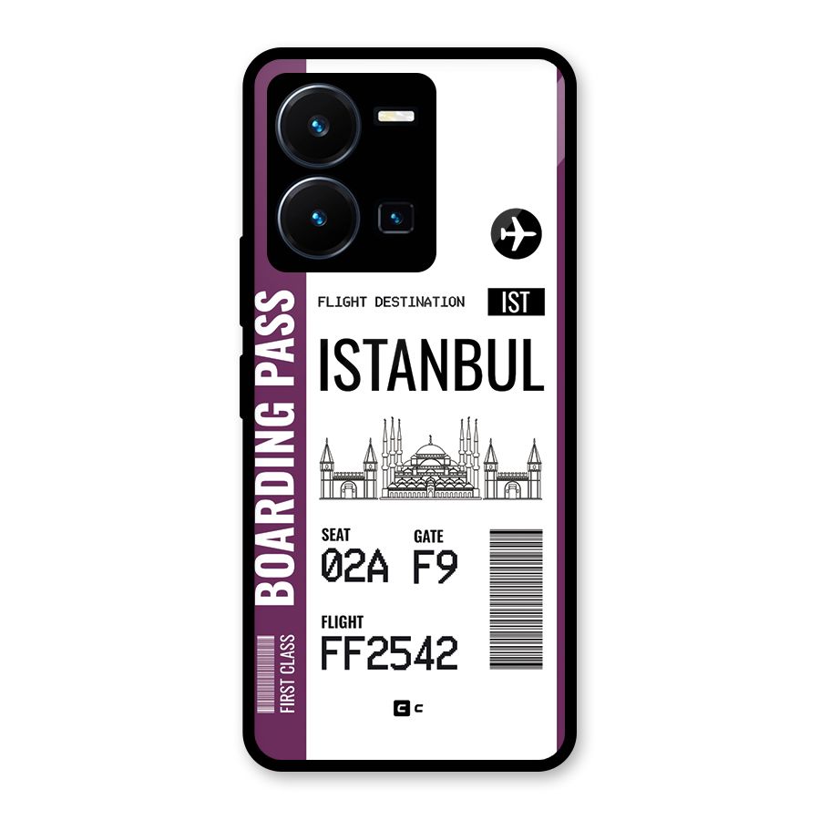 Istanbul Boarding Pass Glass Back Case for Vivo Y35