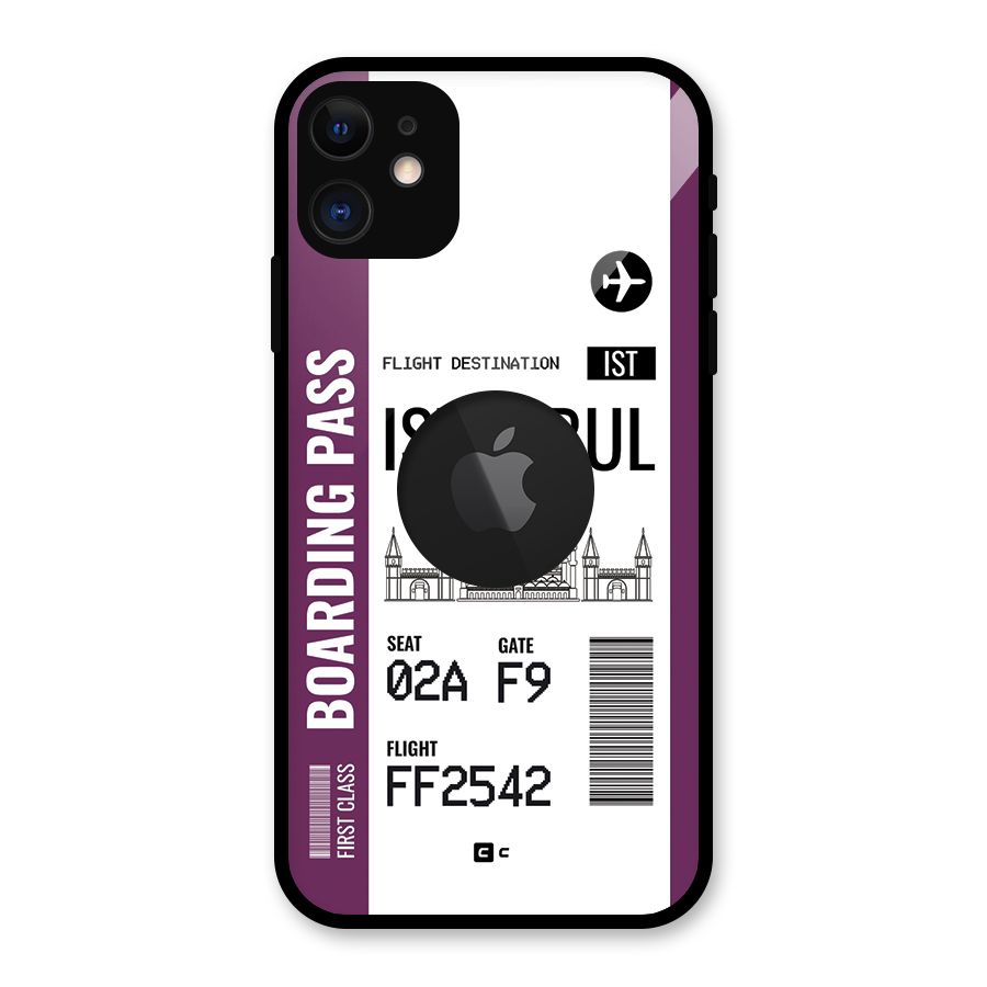 Istanbul Boarding Pass Glass Back Case for iPhone 11 Logo Cut