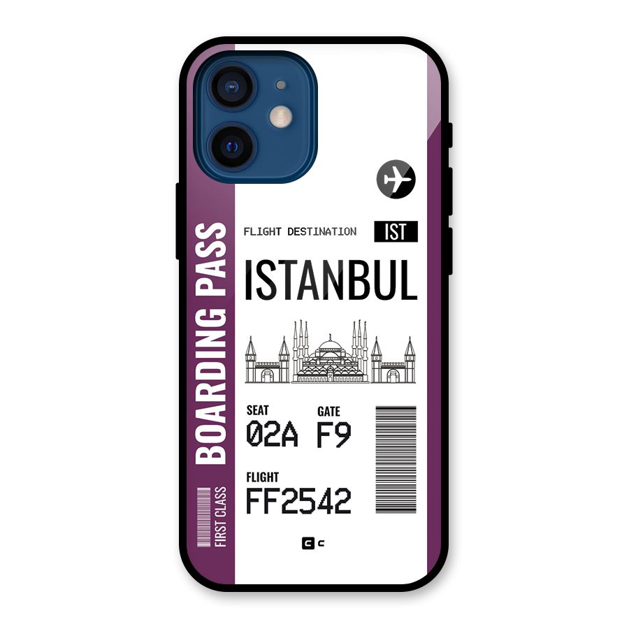 Istanbul Boarding Pass Glass Back Case for iPhone 12 Mini