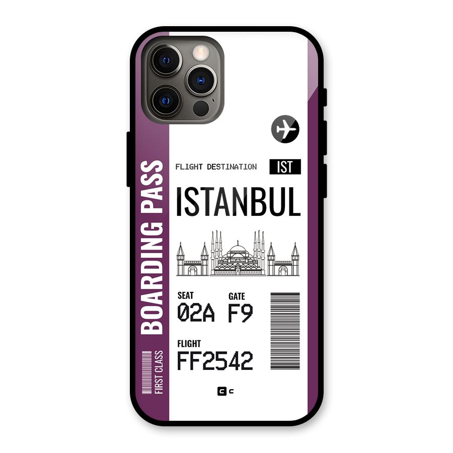 Istanbul Boarding Pass Glass Back Case for iPhone 12 Pro