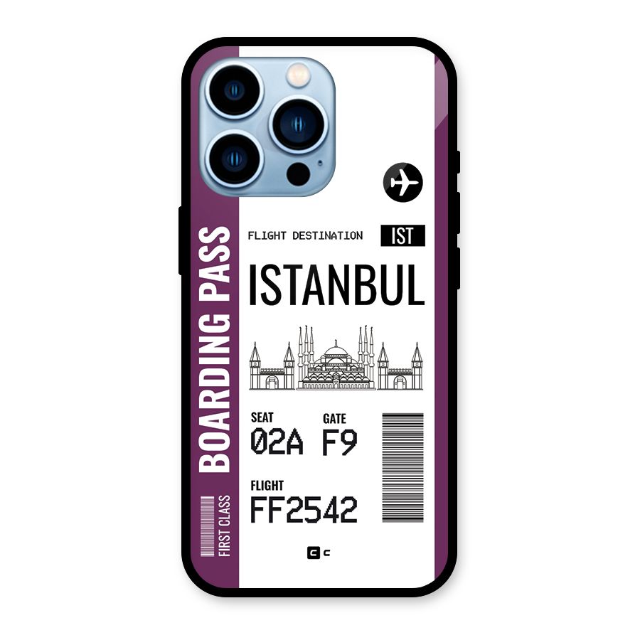 Istanbul Boarding Pass Glass Back Case for iPhone 13 Pro