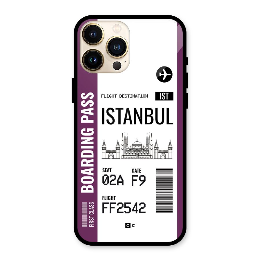 Istanbul Boarding Pass Glass Back Case for iPhone 13 Pro Max