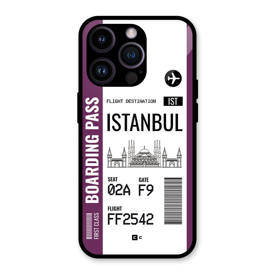 Istanbul Boarding Pass Glass Back Case for iPhone 14 Pro