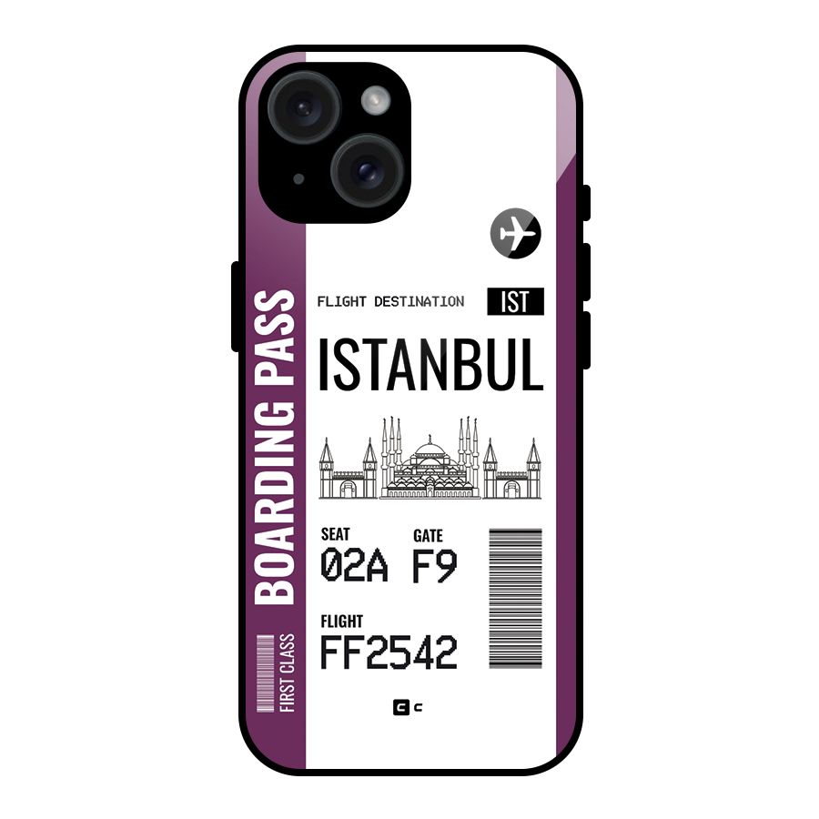 Istanbul Boarding Pass Glass Back Case for iPhone 15