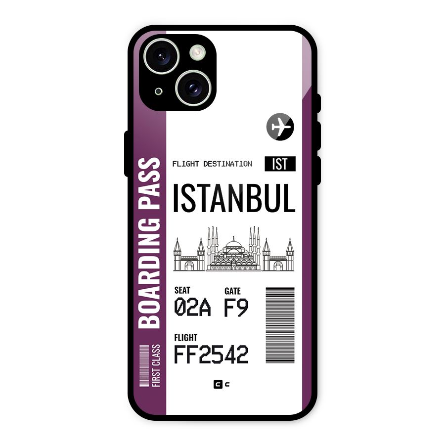 Istanbul Boarding Pass Glass Back Case for iPhone 15 Plus
