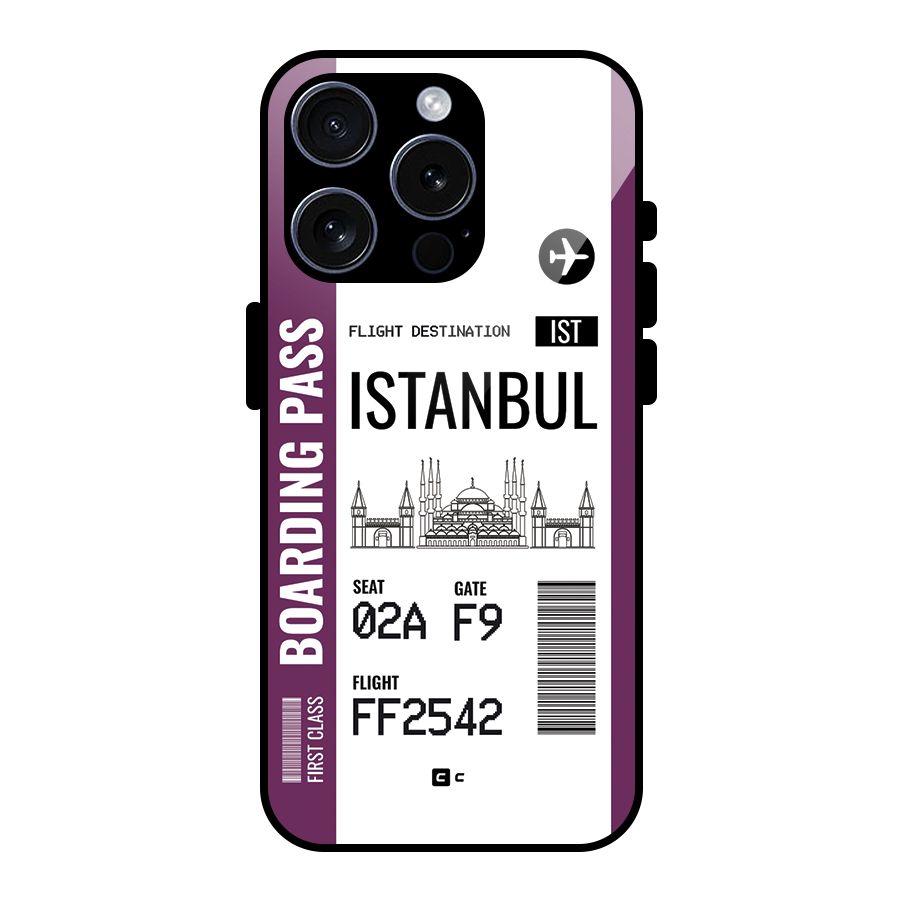 Istanbul Boarding Pass Glass Back Case for iPhone 15 Pro