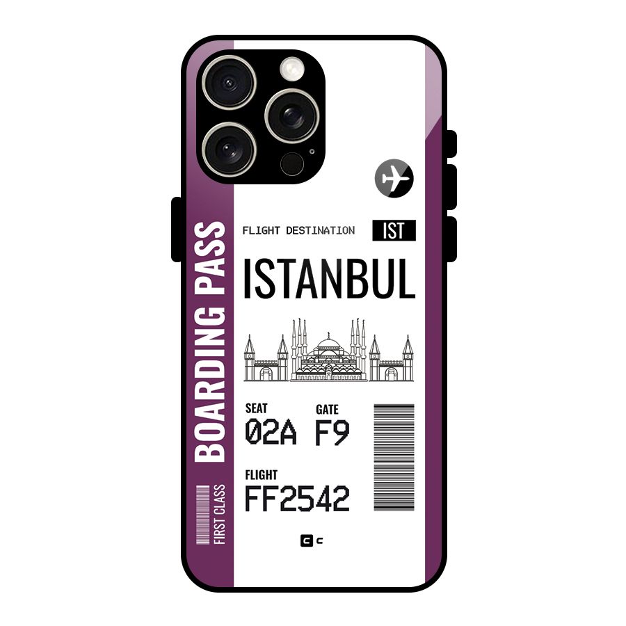 Istanbul Boarding Pass Glass Back Case for iPhone 15 Pro Max