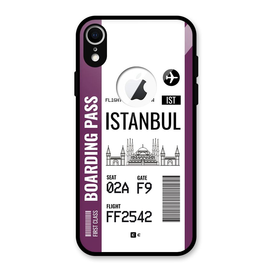 Istanbul Boarding Pass Glass Back Case for iPhone XR Logo Cut