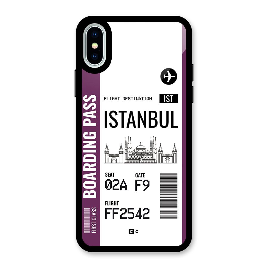 Istanbul Boarding Pass Glass Back Case for iPhone XS