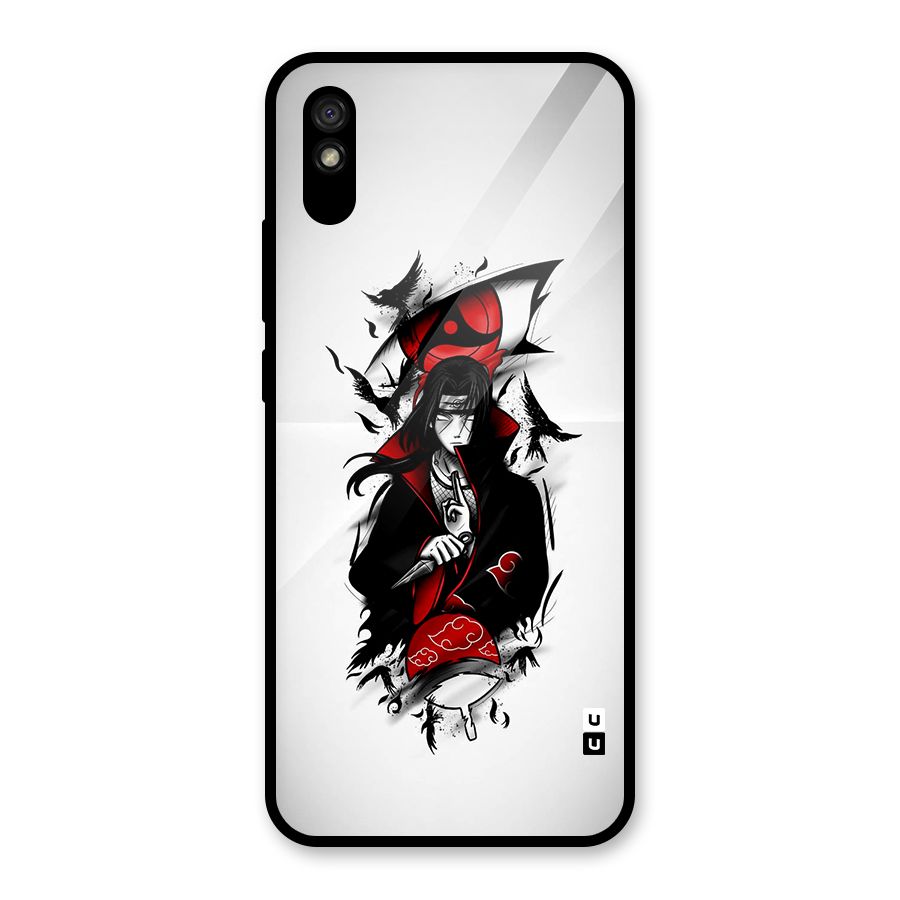 Itachi Combat Glass Back Case for Redmi 9A