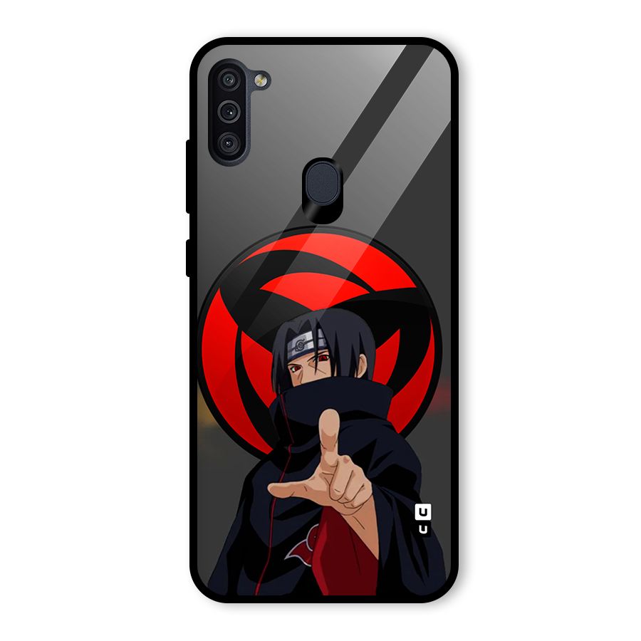 Itachi Uchiha With sharingan Glass Back Case for Galaxy M11