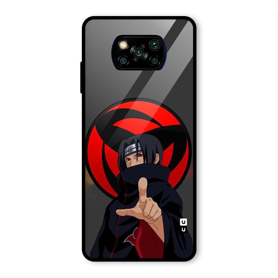 Itachi Uchiha With sharingan Glass Back Case for Poco X3 Pro