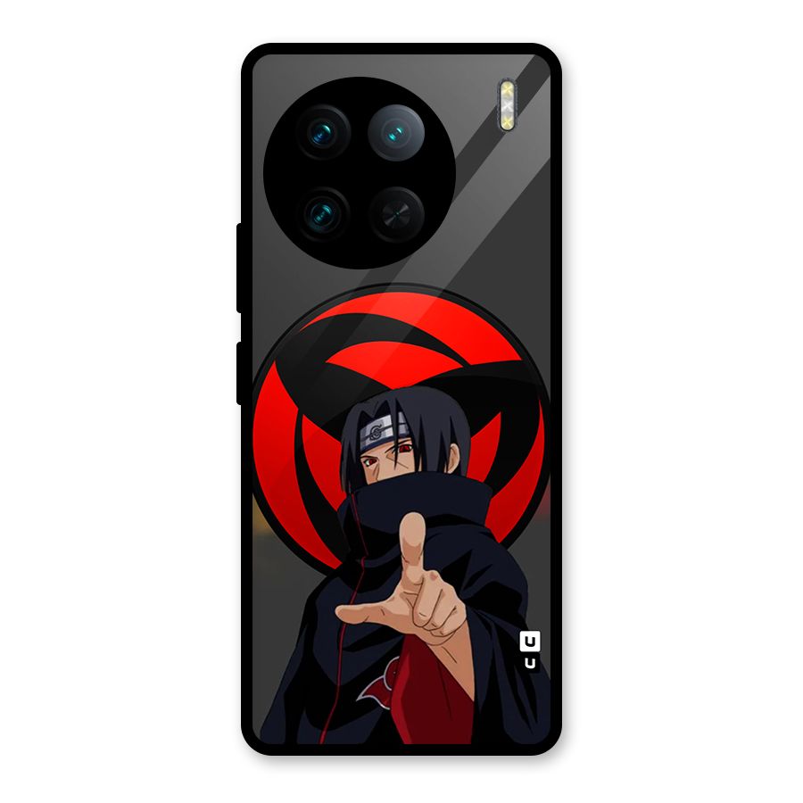 Itachi Uchiha With sharingan Glass Back Case for Vivo X90 Pro