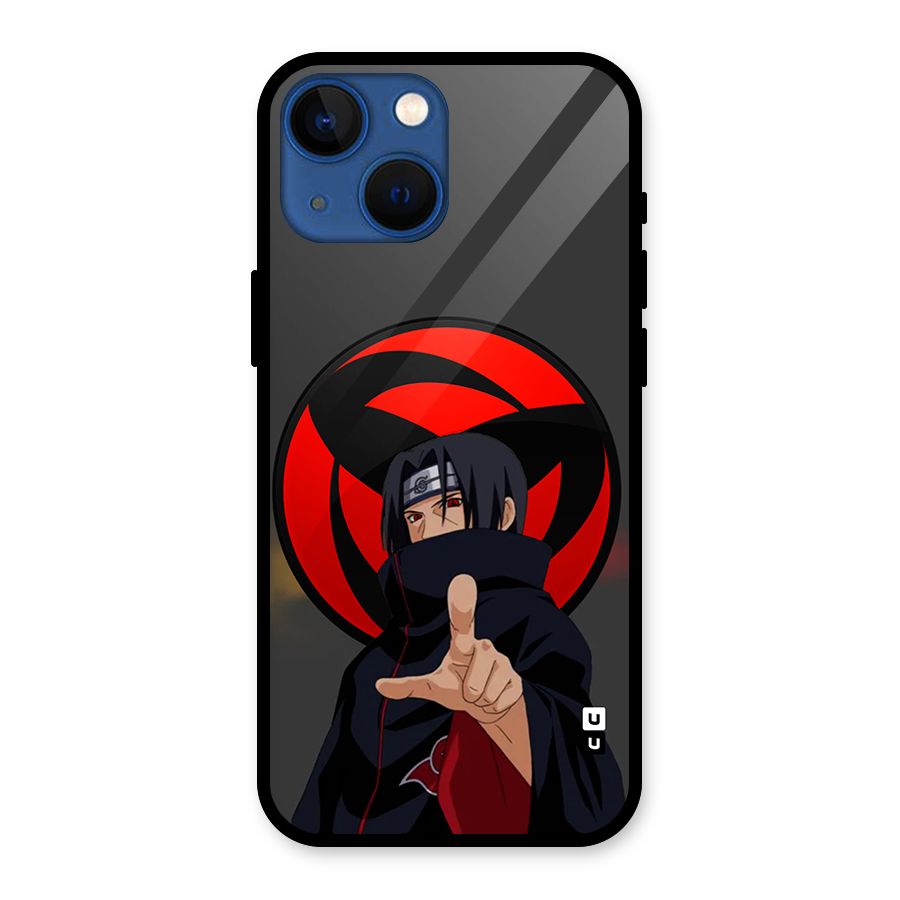 Itachi Uchiha With sharingan Glass Back Case for iPhone 13 Mini