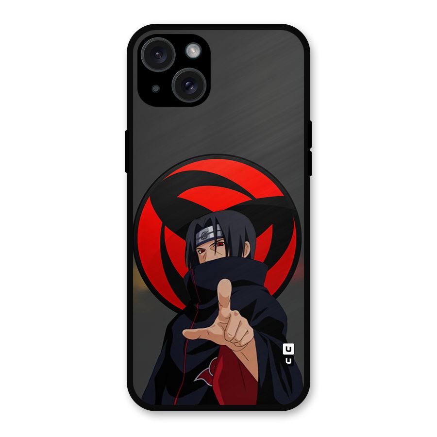 Itachi Uchiha With sharingan Metal Back Case for iPhone 15 Plus