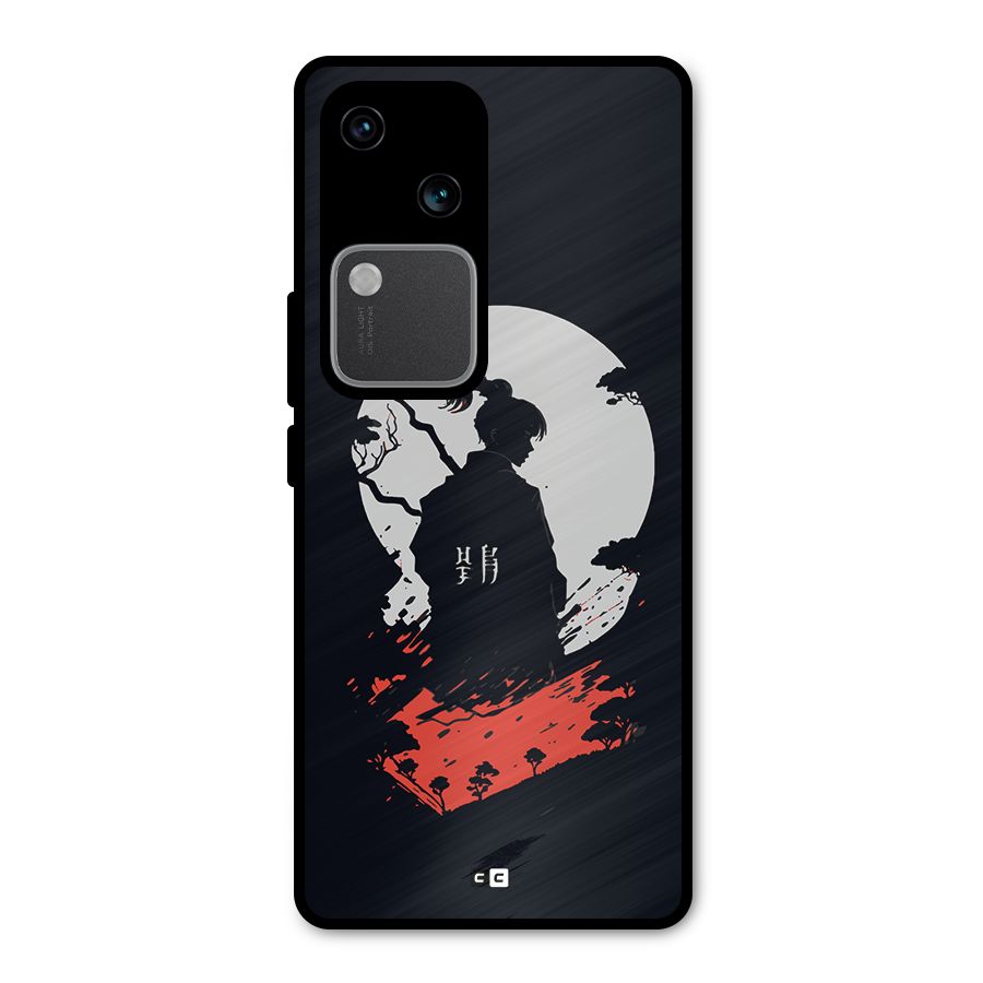 Japanese Warrior Metal Back Case for Vivo V30 Pro