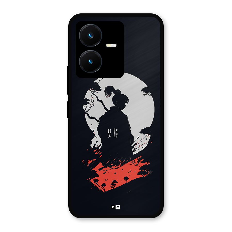 Japanese Warrior Metal Back Case for Vivo Y22s