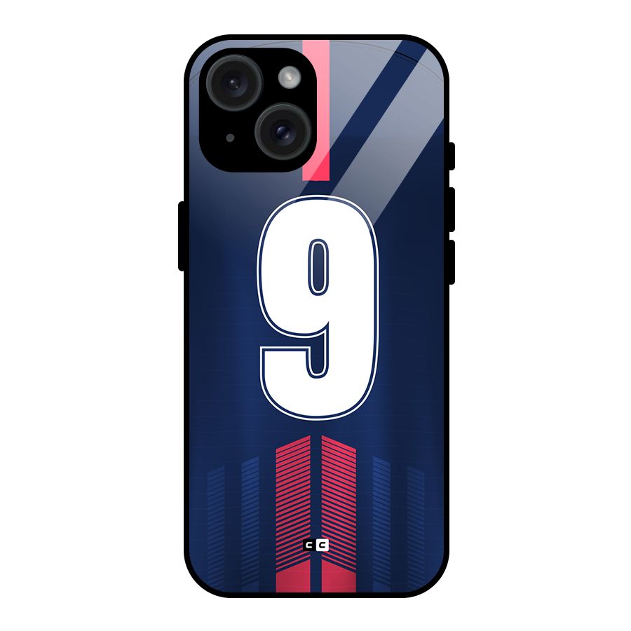 Jersy No 9 Glass Back Case for iPhone 15