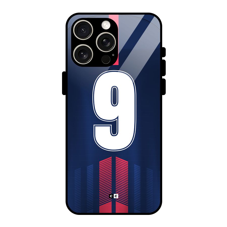 Jersy No 9 Glass Back Case for iPhone 15 Pro Max