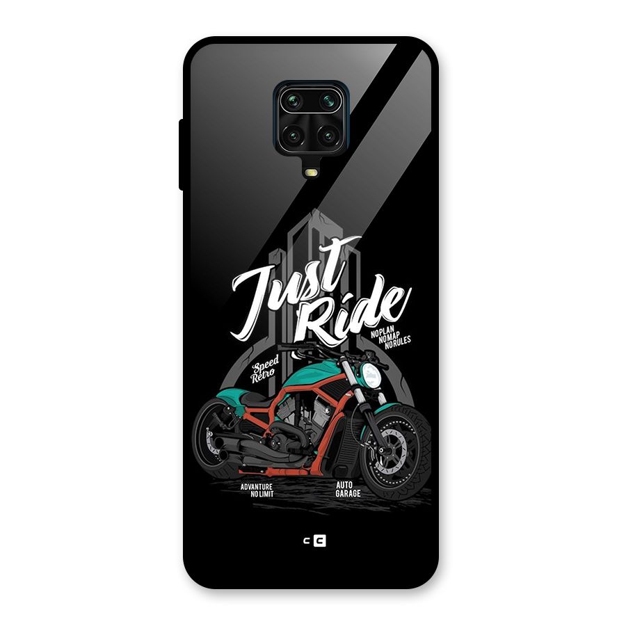 Just Ride Speed Glass Back Case for Redmi Note 9 Pro