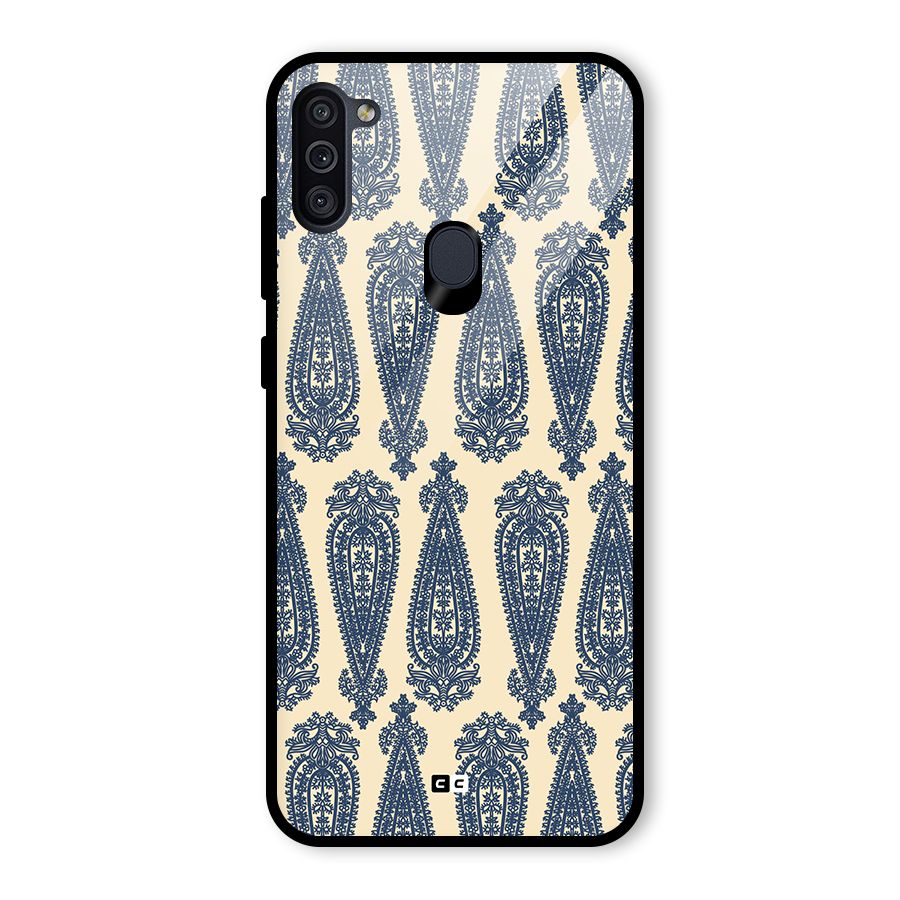 Kalamkari Design Glass Back Case for Galaxy M11