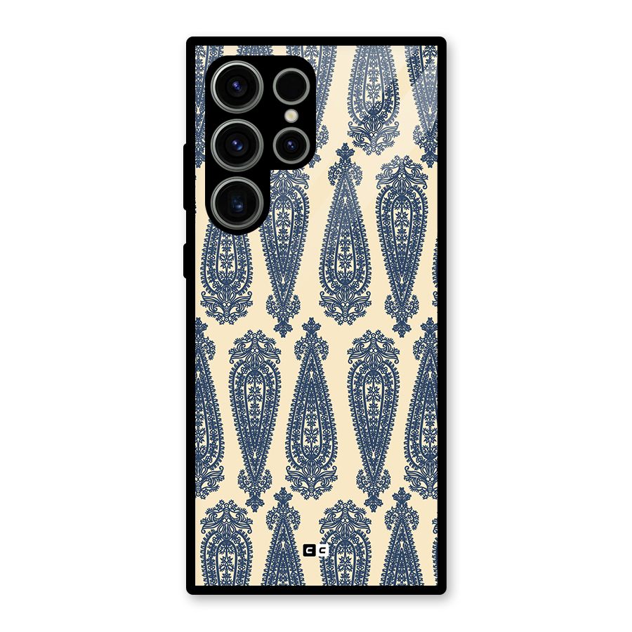 Kalamkari Design Glass Back Case for Galaxy S23 Ultra