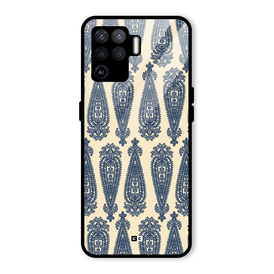 Kalamkari Design Glass Back Case for Oppo F19 Pro