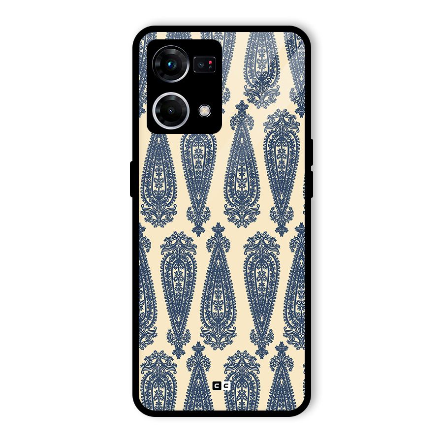 Kalamkari Design Glass Back Case for Oppo F21 Pro 4G